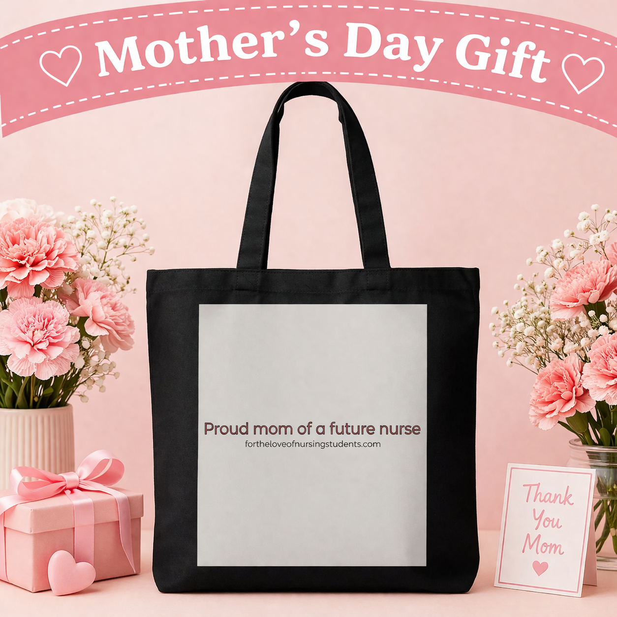 Proud Mom of a Future Nurse Tote Bag – Nursing Student Mom Gift – Future RN Gift – Nursing School Support Gift